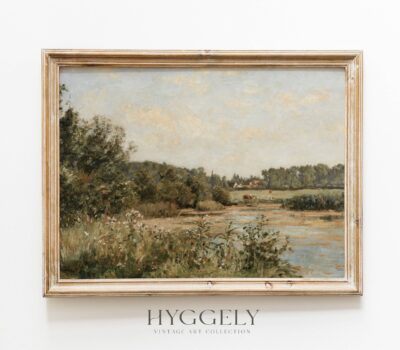 Vintage Classic Landscape View | Muted Stream Framed Art